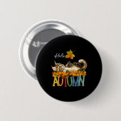 Funny Cat Leaf Herfst Hallo Schattigee Ronde Button 5,7 Cm (Voorkant /achterkant)