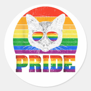 Funny Cat LGBT Gay Pride Kleding Vrouwen Mannen LG Ronde Sticker