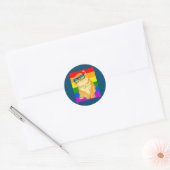 Funny Cat LGBT Gay Rainbow Pride vlag Ronde Sticker (Envelop)
