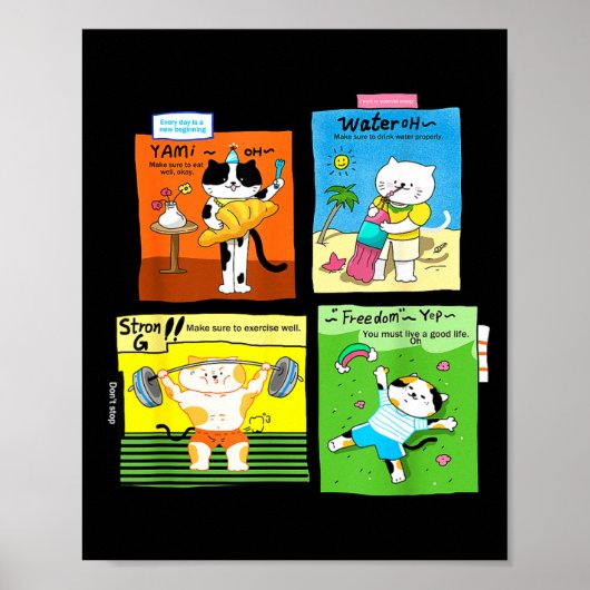 Funny Cat Lifestyle Quotes - Cute Cat Gift For Cat Poster (Voorkant)