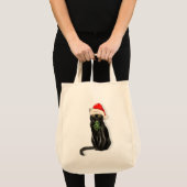 Funny Cat Lover Black Bombay Kat voor kerstmis Tote Bag (Voorkant (product))