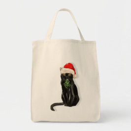 Funny Cat Lover Black Bombay Kat voor kerstmis Tote Bag