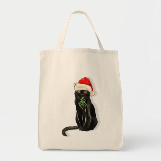 Funny Cat Lover Black Bombay Kat voor kerstmis Tote Bag (Voorkant)