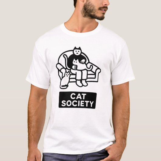 Funny Cat Lover Cat Society Design Illustration T-shirt (Voorkant)