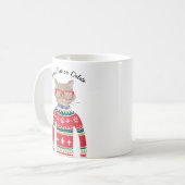 Funny Cat Lover Cat Wearing Ugly KerstSweater Koffiemok (Voorkant links)