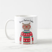 Funny Cat Lover Cat Wearing Ugly KerstSweater Koffiemok (Links)