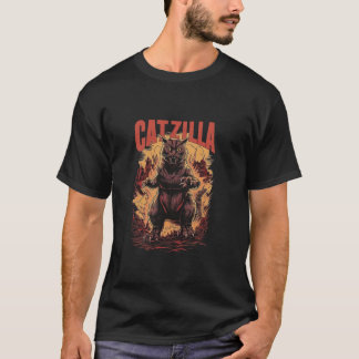 Funny Cat Lover Catzilla Cat Humor Funny Cat Long T-shirt