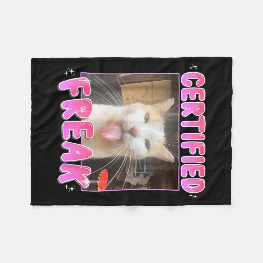 Funny Cat Lover Certified Freak Eat Cement Cursed  Fleece Deken (Voorkant (Horizontaal))