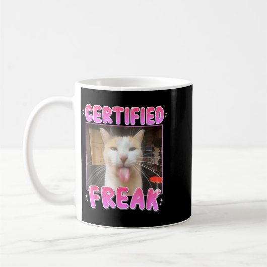 Funny Cat Lover Certified Freak Eat Cement Cursed  Koffiemok (Links)