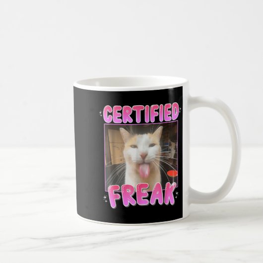 Funny Cat Lover Certified Freak Eat Cement Cursed  Koffiemok (Rechts)