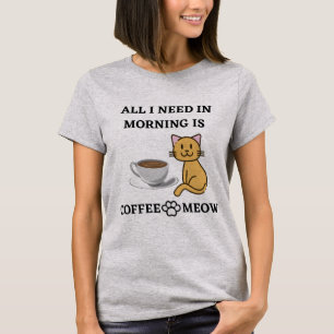 FUNNY CAT LOVER COFFEE EN MEOW T-SHIRT
