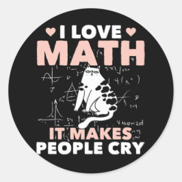 Funny Cat Lover Mathematics Humor Wiskunde Nerd Ronde Sticker