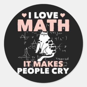 Funny Cat Lover Mathematics Humor Wiskunde Nerd Ronde Sticker