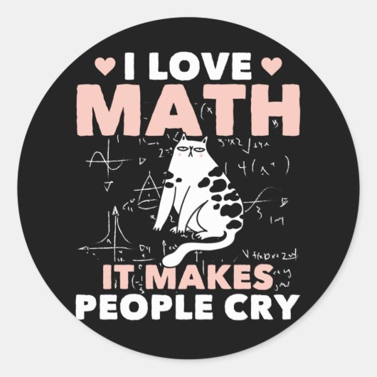 Funny Cat Lover Mathematics Humor Wiskunde Nerd Ronde Sticker (Voorkant)