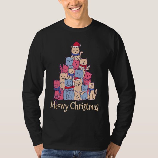 Funny Cat Lover Meowy Catmas Chirstmas  Cat Tree T-shirt (Voorkant)