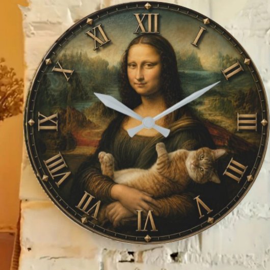 Funny Cat Lover Mona Lisa Cute Ginger Cat Renaissa Grote Klok