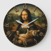 Funny Cat Lover Mona Lisa Cute Ginger Cat Renaissa Grote Klok (Voorkant)