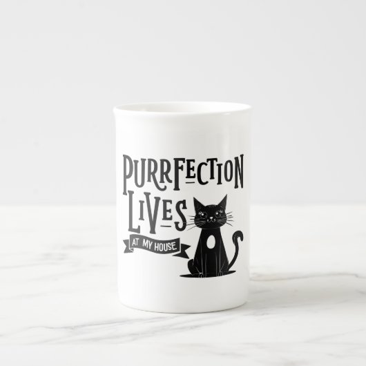 Funny Cat Lover Mug – “Purrfection.... Porselein Kop (Voorkant)