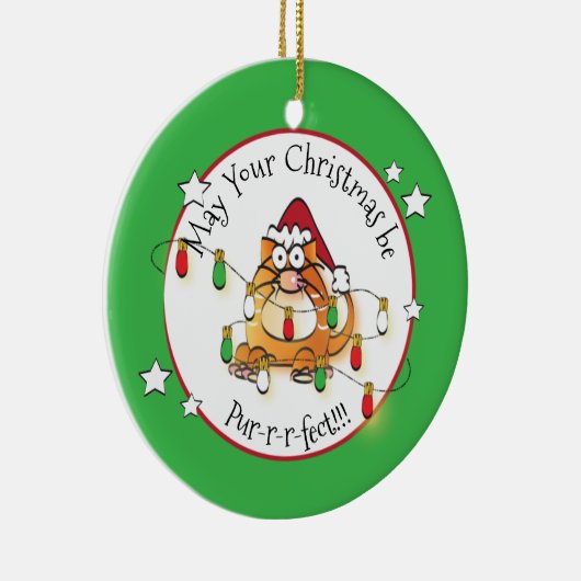 Funny Cat Lover Persoonlijk kerstfeest Keramisch Ornament (Rechts)