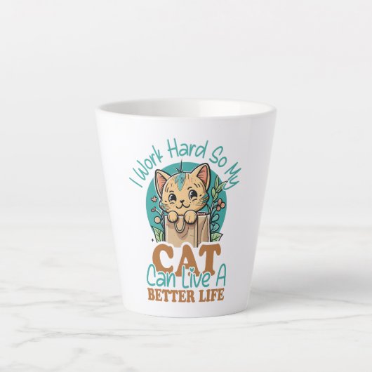 Funny Cat Lover Quote Cute Kitten Graphic Latte Mok (Voorkant)