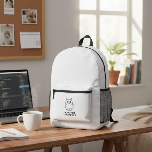 Funny Cat Lover Valentine Mousepad - I'm Only Here Bedrukte Rugzak