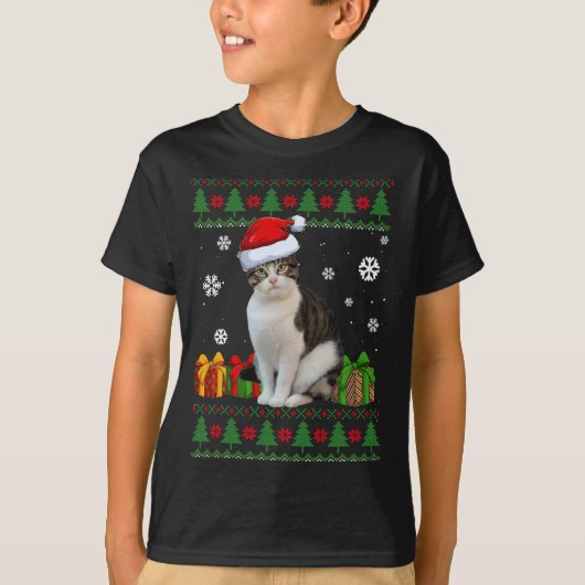 Funny Cat lovers Cute Cat Santa Hat Ugandevolle ke T-shirt (Voorkant)