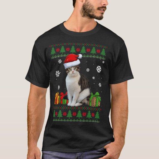 Funny Cat lovers Cute Cat Santa Hat Ugandevolle ke T-shirt (Voorkant)