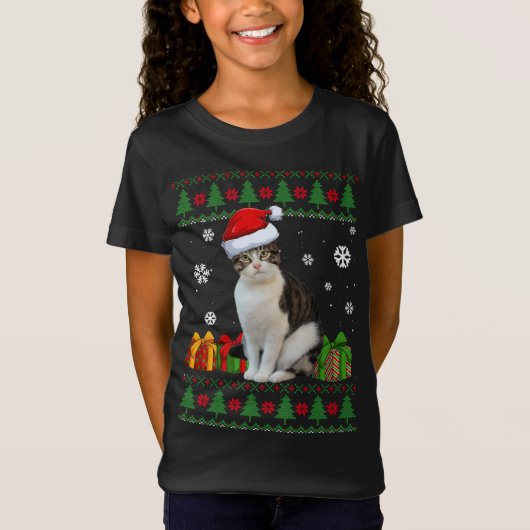 Funny Cat lovers Cute Cat Santa Hat Ugandevolle ke T-shirt (Voorkant)