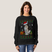 Funny Cat lovers Cute Cat Santa Hat Ugandevolle ke Trui (Voorkant volledig)