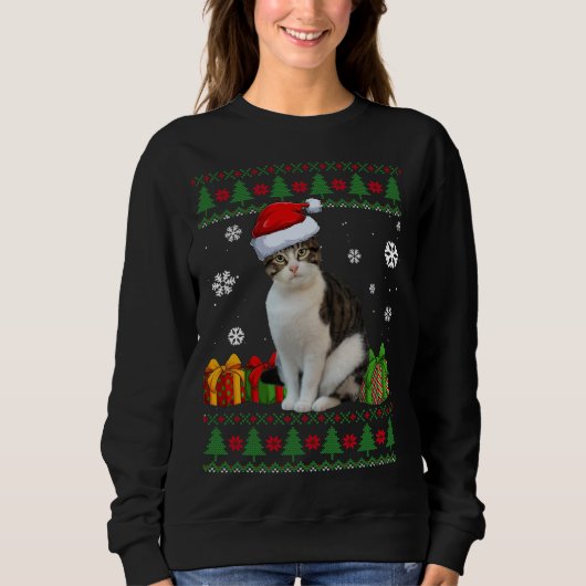 Funny Cat lovers Cute Cat Santa Hat Ugandevolle ke Trui (Voorkant)