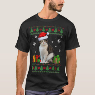 Funny Cat Lovers Cute Cat Santa Hat Ugly Kerstmis T-shirt