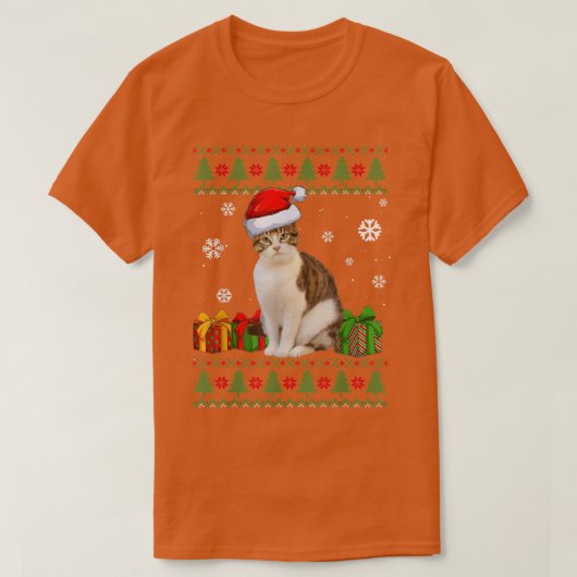 Funny Cat Lovers Cute Cat Santa Hat Ugly Kerstmis T-shirt (Design voorkant)