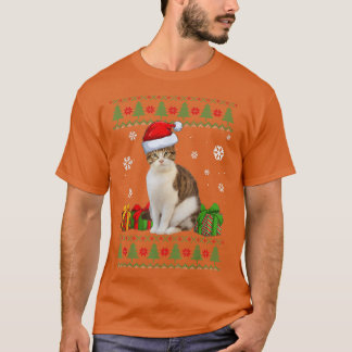 Funny Cat Lovers Cute Cat Santa Hat Ugly Kerstmis T-shirt