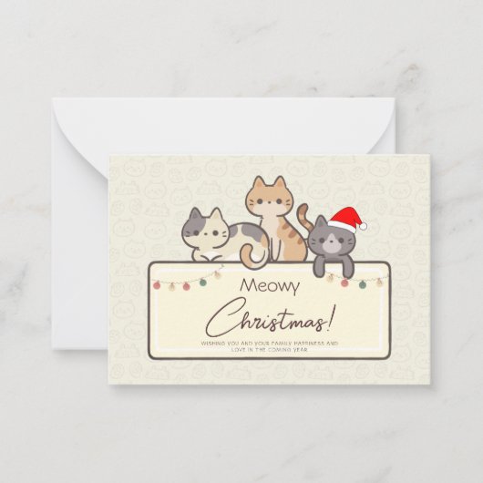 Funny Cat Lovers Feestdagen Gepersonaliseerde Kers Notitiekaartje (Voorkant)