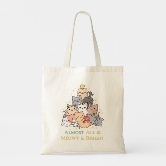 Funny Cat Lovers Meowy Kerstmis met schattige kat Tote Bag (Achterkant)