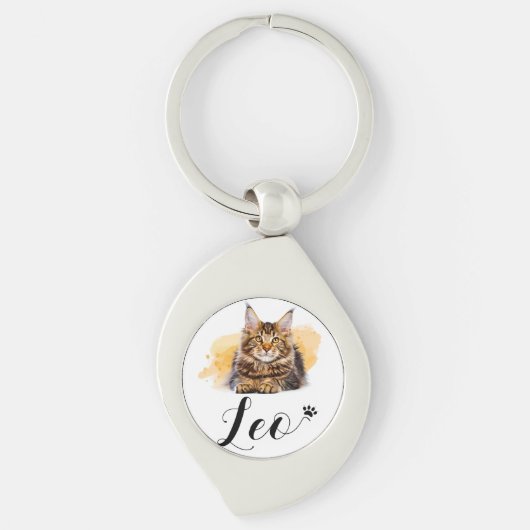 Funny Cat Lover's Metal Keychain –  Leo (Voorkant)