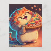 Funny Cat Loves Pizza Briefkaart (Voorkant)