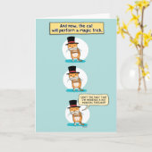 Funny Cat Magic Trick Birthday Kaart (Gele Bloem)