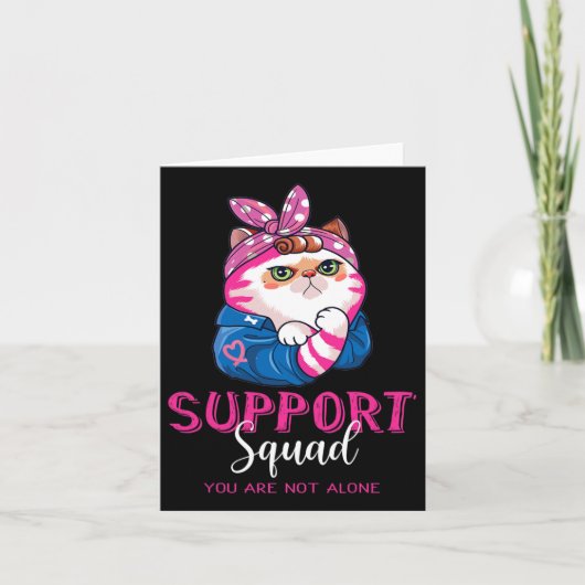 Funny Cat Mam Support Squad Breast Cancer Awarenes Kaart (Voorkant)
