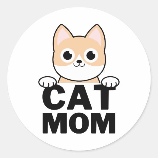 Funny Cat mama Ronde Sticker (Voorkant)