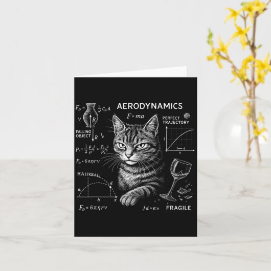 Funny Cat Math Physics Equations Science Humor  Kaart (Gele Bloem)