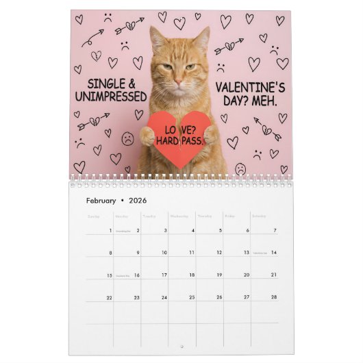 Funny Cat Meme Calendar 2026 Kalender (Feb 2026)