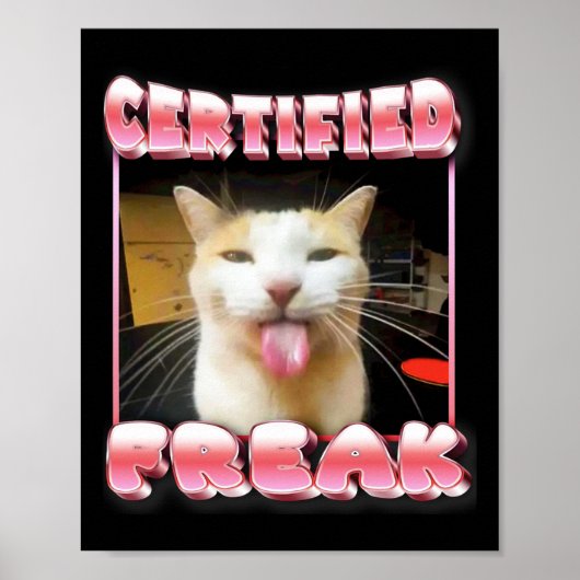 Funny Cat Meme - Gecertificeerde Freak Funny Cat M Poster (Voorkant)