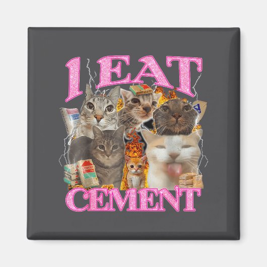 Funny Cat Meme I Eat Cement Japanese Quote Animal  Magneet (Voorkant)