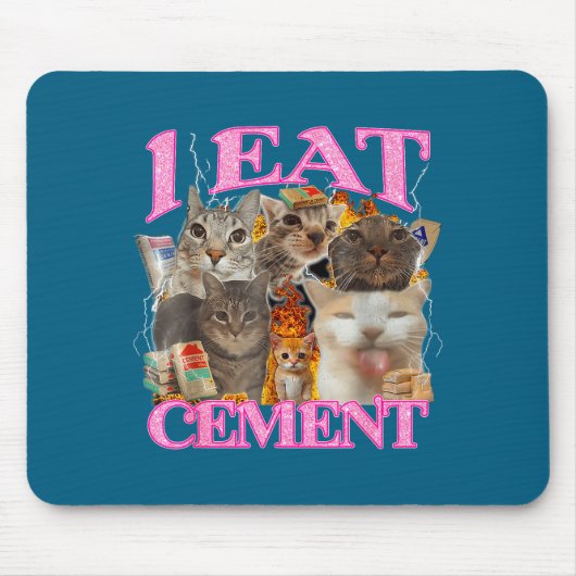 Funny Cat Meme I Eat Cement Japanese Quote Animal  Muismat (Voorkant)