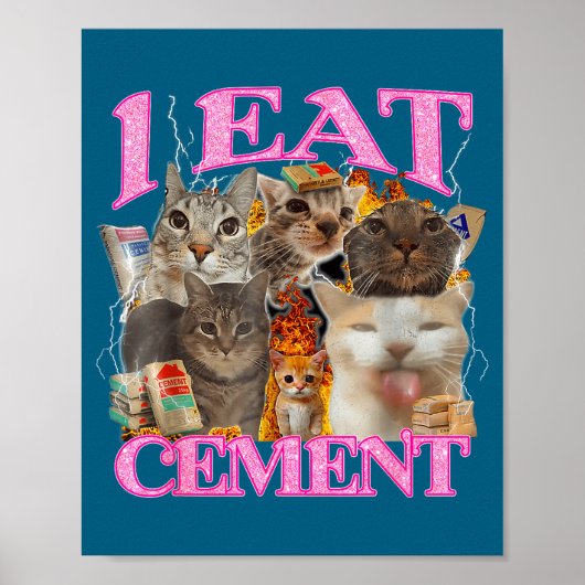 Funny Cat Meme I Eat Cement Japanese Quote Animal  Poster (Voorkant)