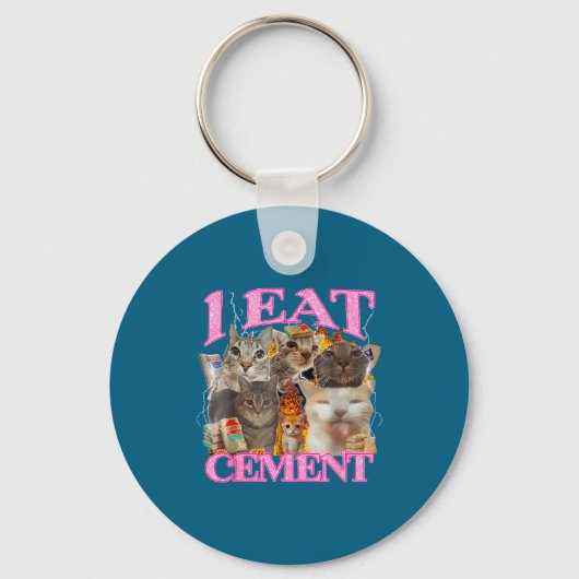 Funny Cat Meme I Eat Cement Japanese Quote Animal  Sleutelhanger (Voorkant)