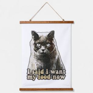 Funny cat meme voor kattenliefhebbers en kattenkat hangend wandkleed