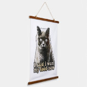 Funny cat meme voor kattenliefhebbers en kattenkat hangend wandkleed (Gebogen)