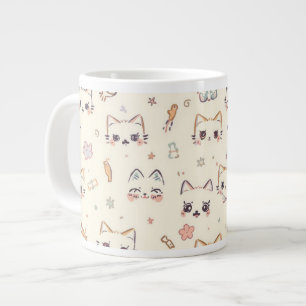Funny Cat Meow Cartoon Pattern Grote Koffiekop